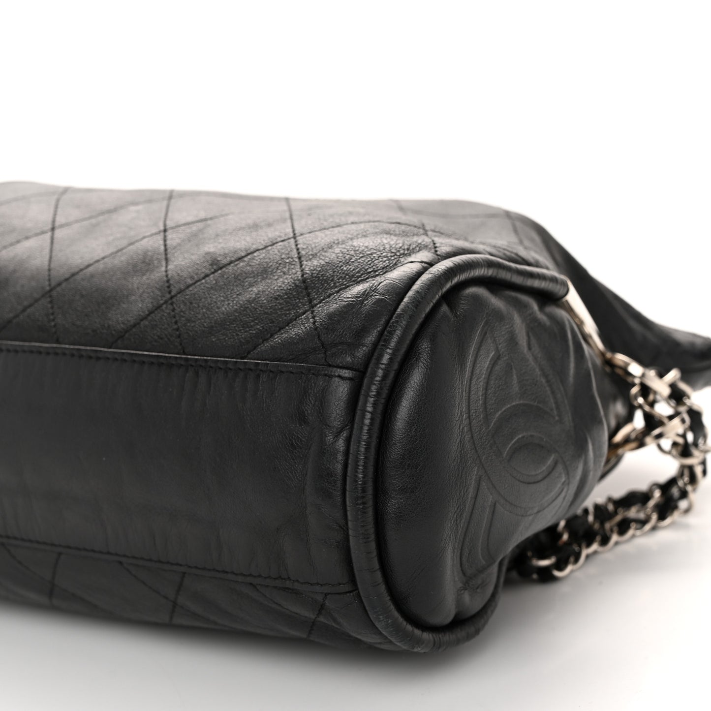 Lambskin Stitched Medium Ultimate Soft Tote Black