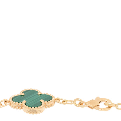 Van Cleef & Arpels 18K Yellow Gold Malachite 5 Motifs Vintage Alhambra Bracelet 3 of 4