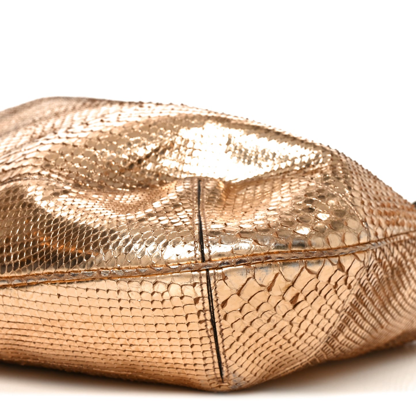 Metallic Snakeskin Peggy Bamboo Top Handle Hobo Rose Gold