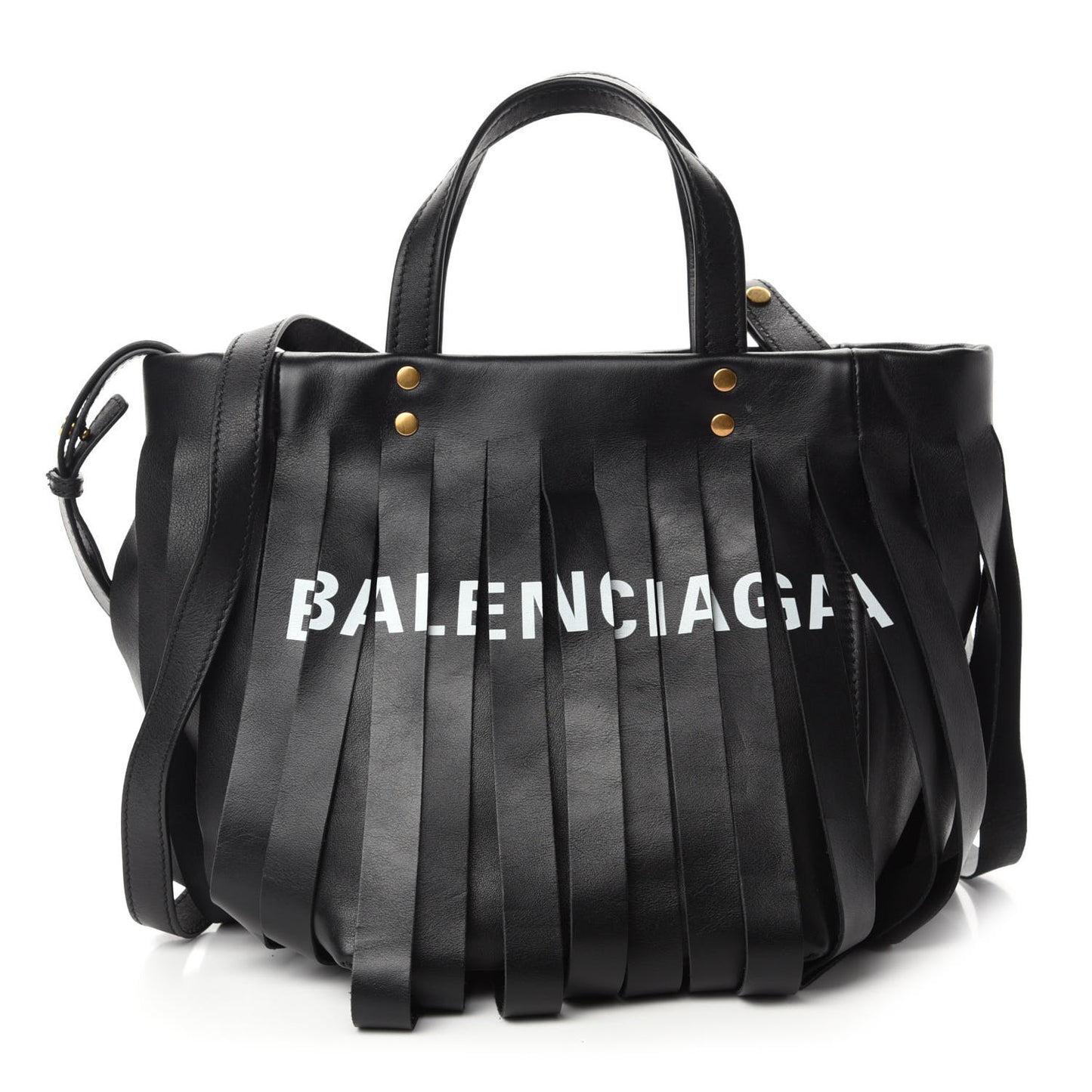 Calfskin XS Fringe Laundry Cabas Black