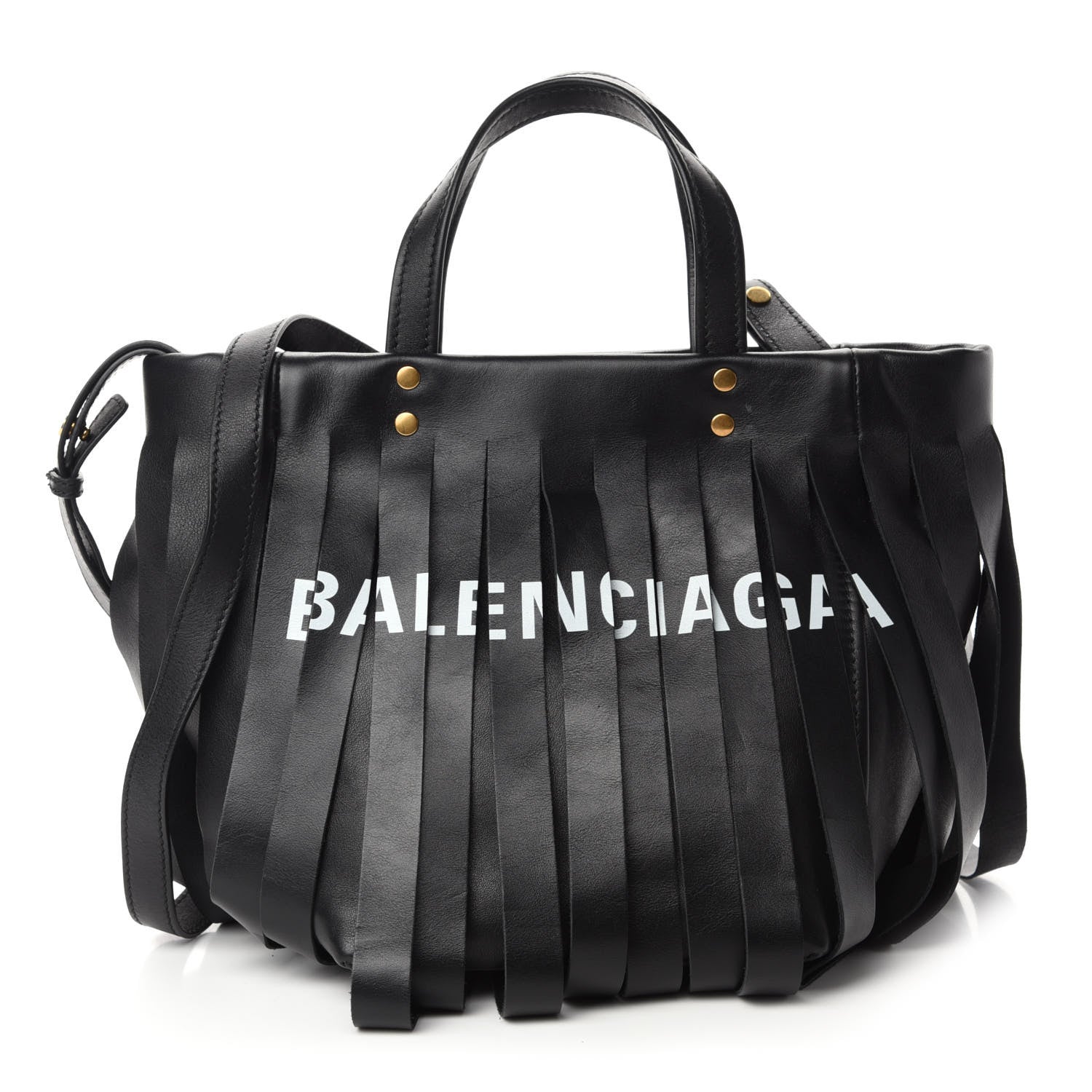 Balenciaga Calfskin XS Fringe Laundry Cabas Black 1 of 10