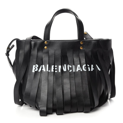 Balenciaga Calfskin XS Fringe Laundry Cabas Black 1 of 10