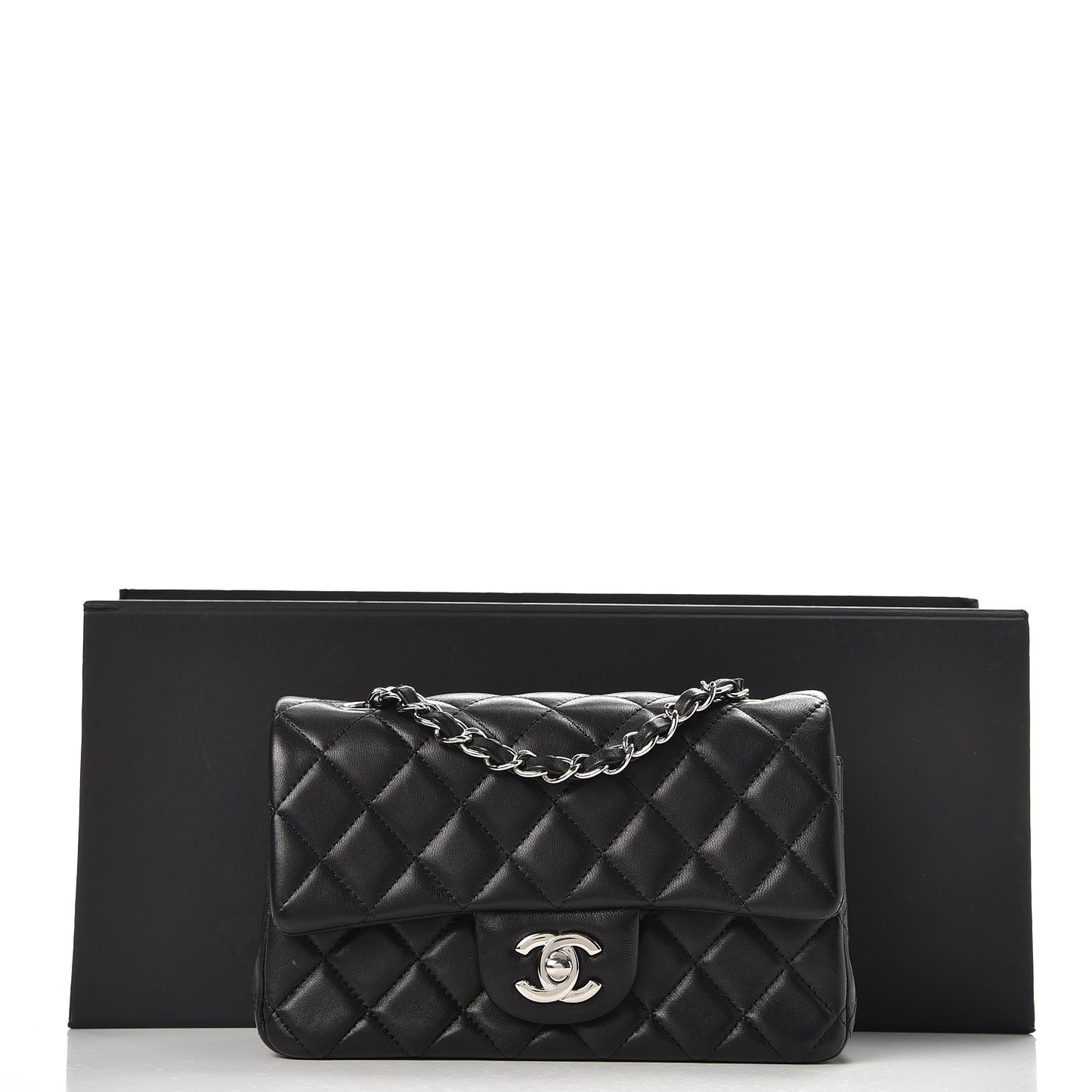 Lambskin Quilted Mini Rectangular Flap Black