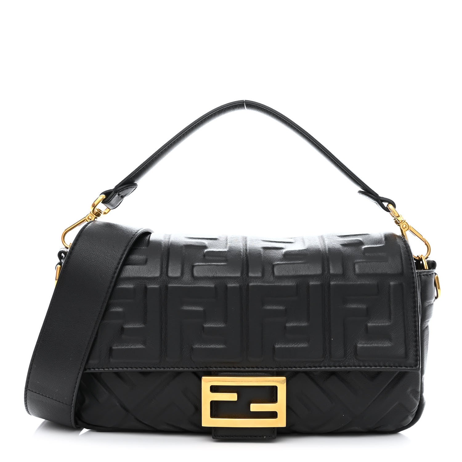 Fendi Nappa FF 1974 Embossed Baguette Black 1 of 10