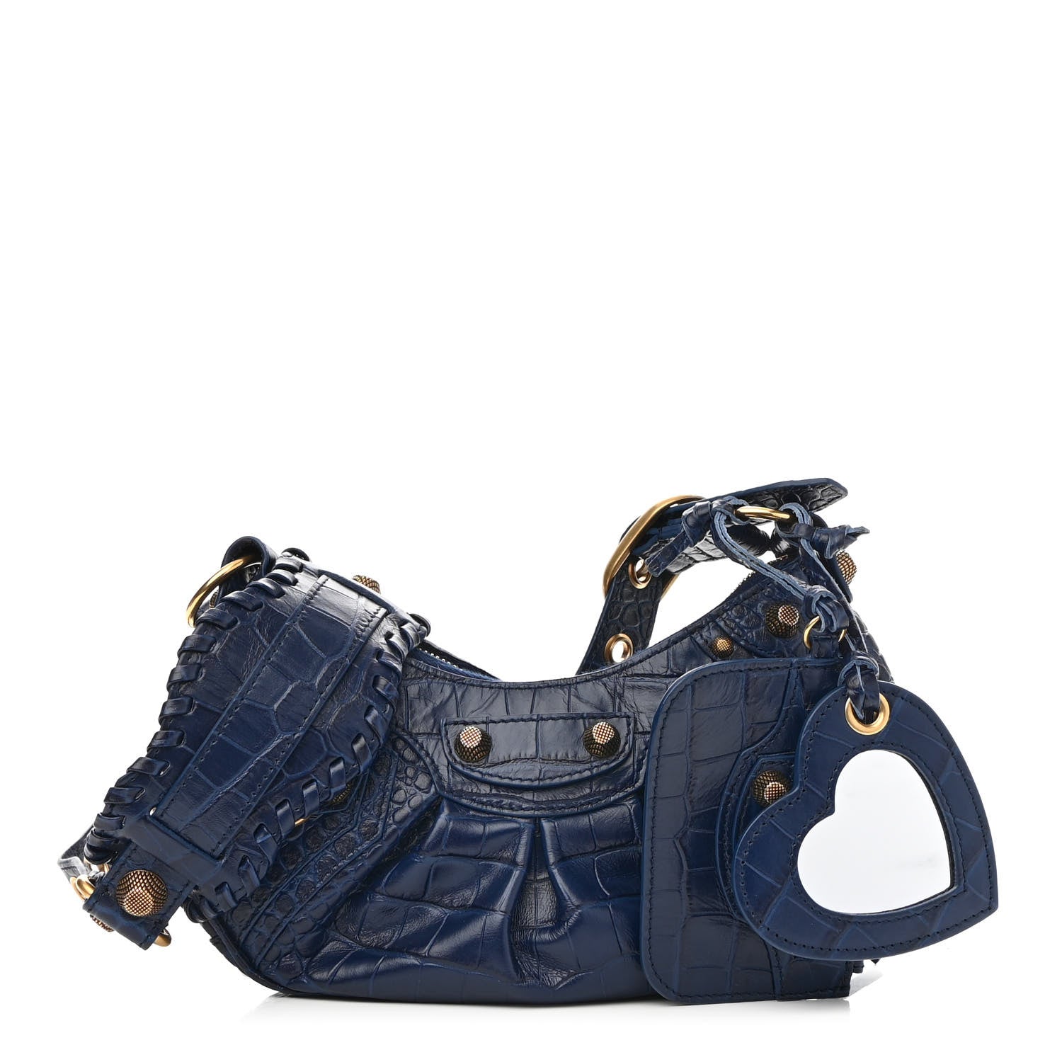 Balenciaga Extra Supple Calfskin Crocodile Embossed Le Cagole Shoulder Bag XS Indigo 1 of 9