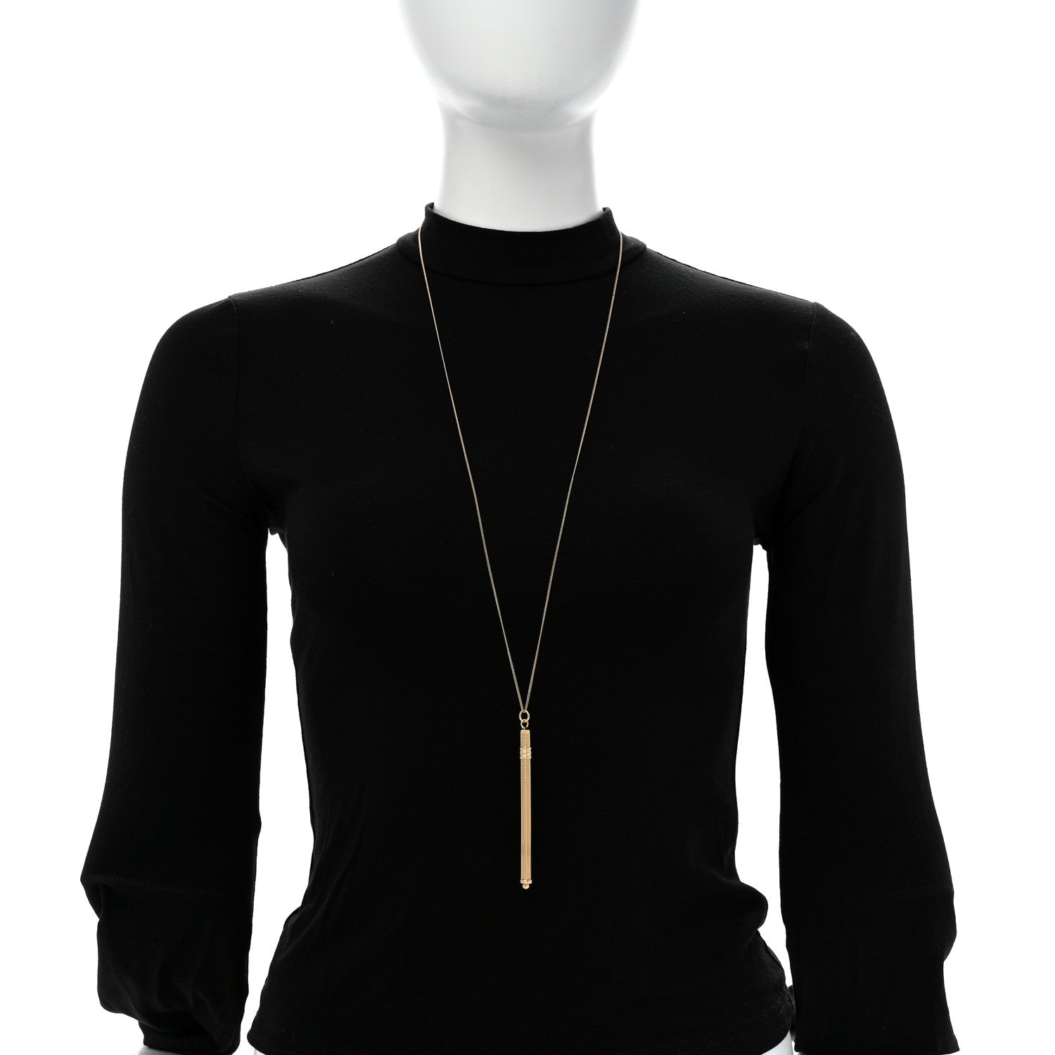Saint Laurent Brass Long Stirrer Pendant Necklace Gold 2 of 7