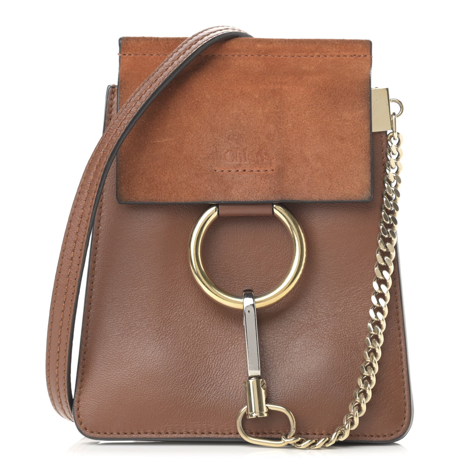 Chloe Suede Calfskin Mini Faye Bracelet Bag Tobacco 1 of 15