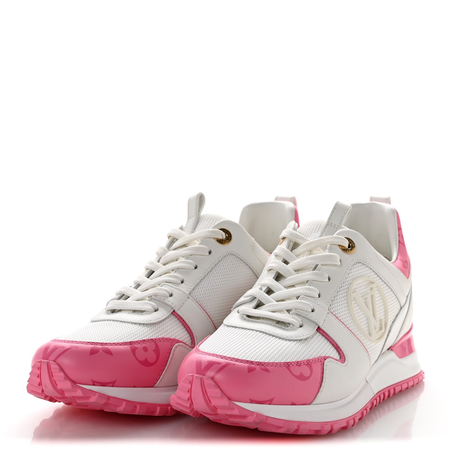 Louis Vuitton Calfskin Monogram Run Away Sneakers 38 White Pink 4 of 9