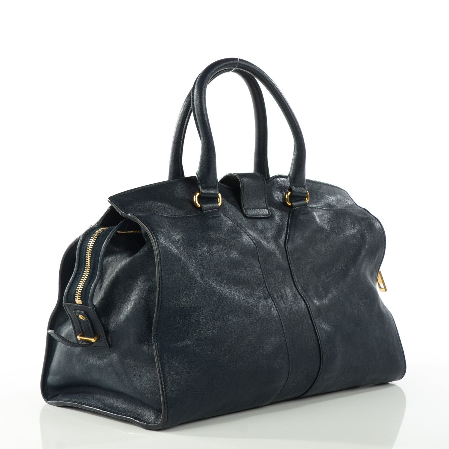 Saint Laurent Sheepskin Medium Cabas Chyc Navy 3 of 7