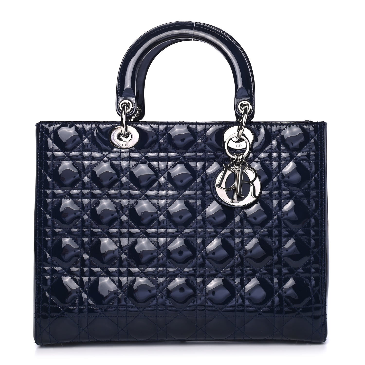 Christian Dior Patent Cannage Large Lady Dior Navy Blue 1 of 4