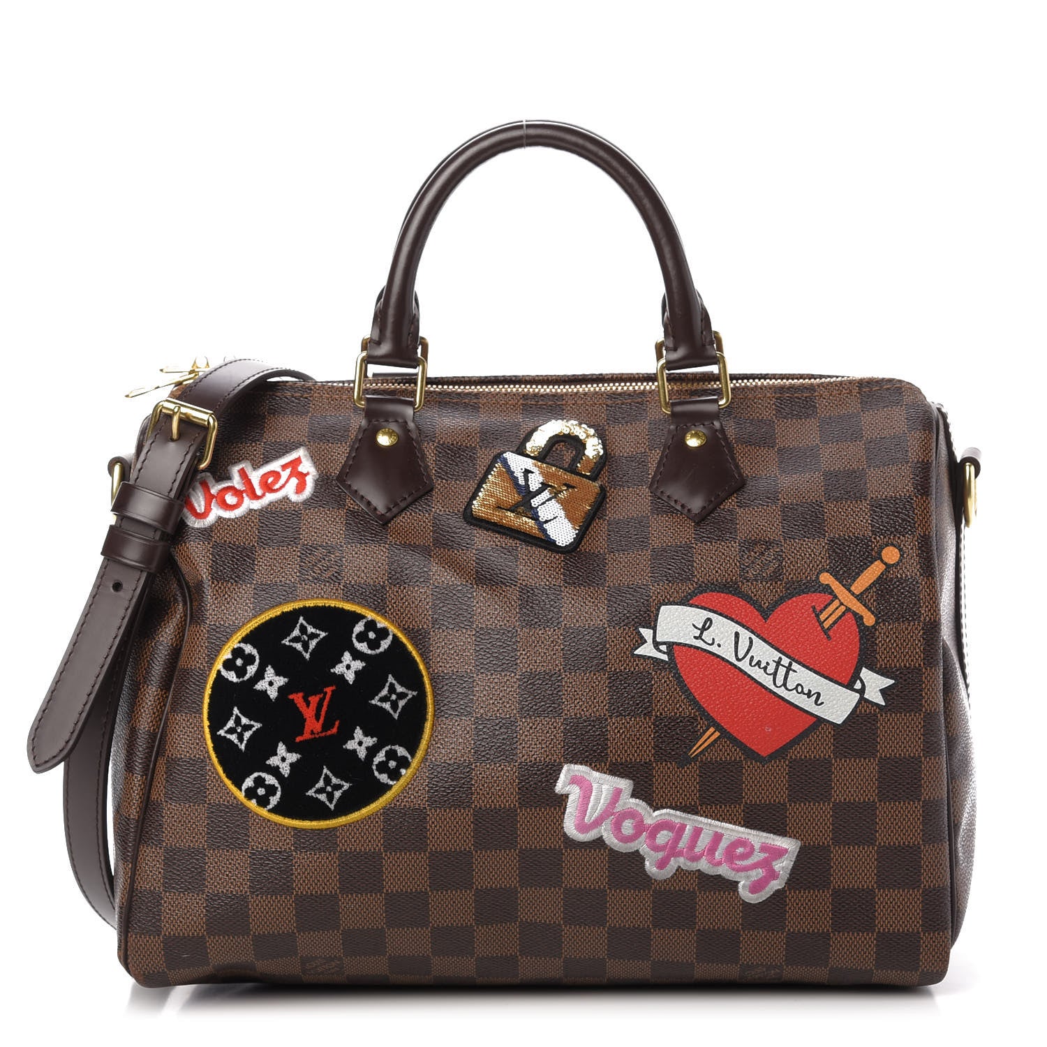 Louis Vuitton Damier Ebene Patches Speedy Bandouliere 30 1 of 10