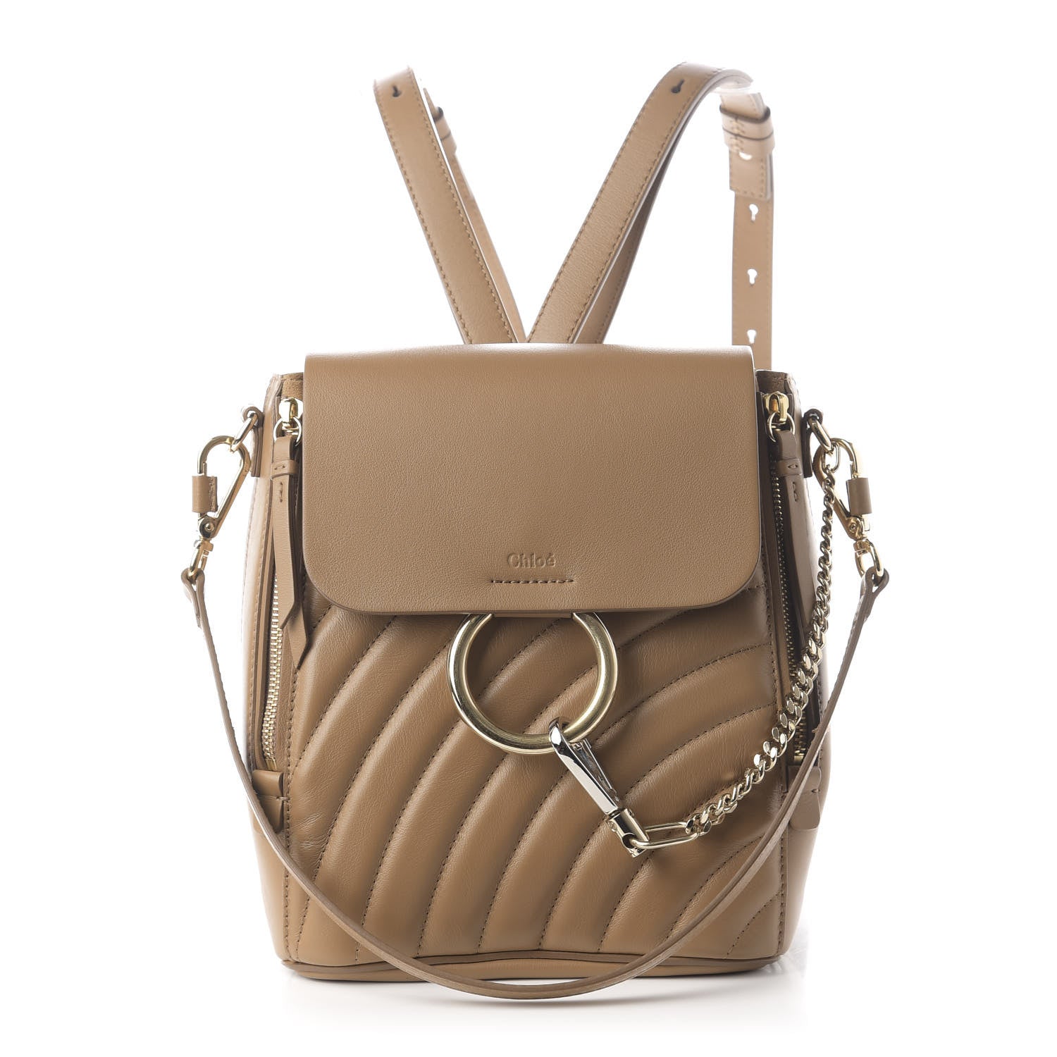 Chloe Calfskin Quilted Small Faye Backpack Nut 1 of 8