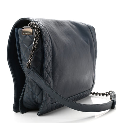 Chanel Calfskin Large Boy Reverso Flap Dark Blue 3 of 10
