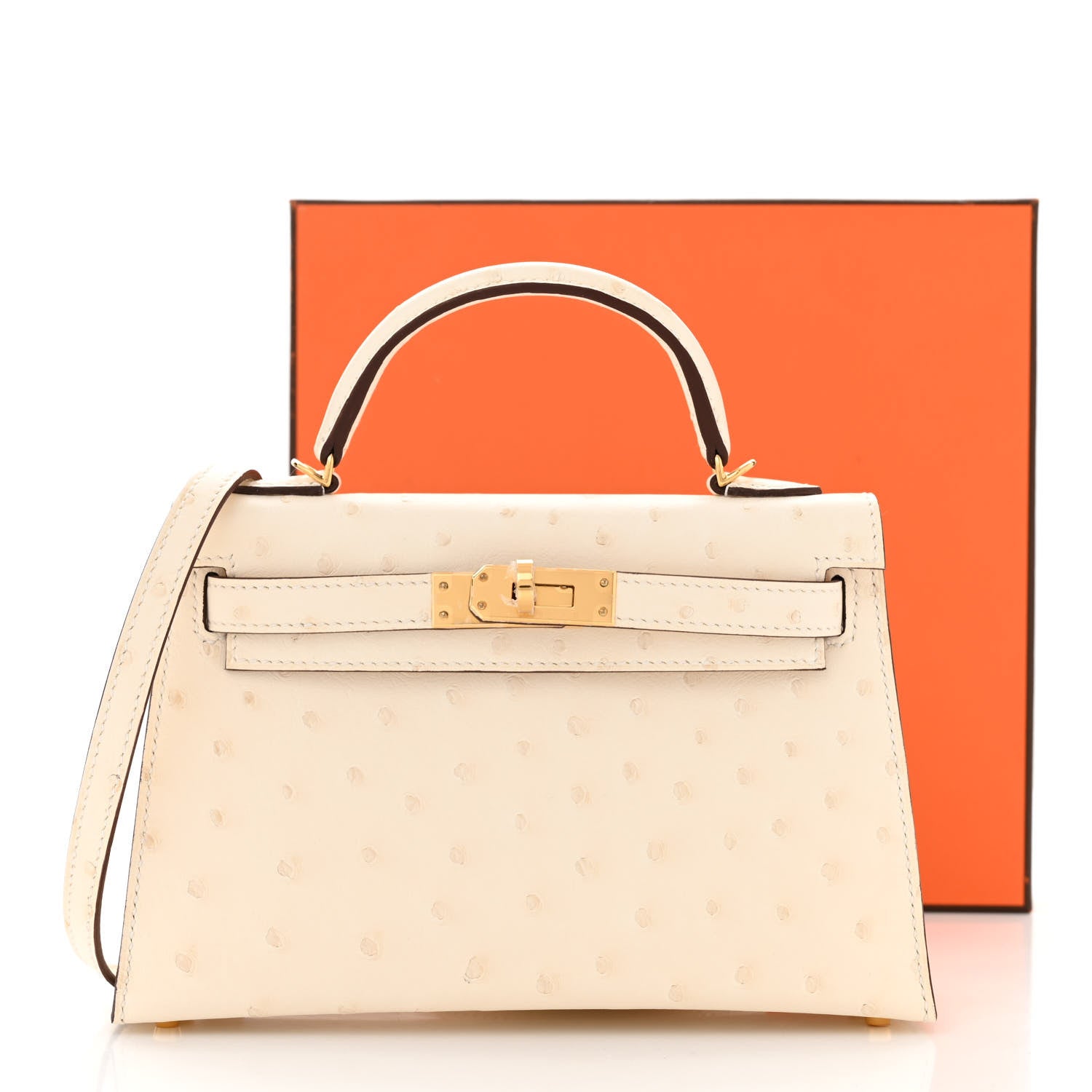 Hermes Ostrich Kelly Sellier Mini 20 Nata 11 of 11