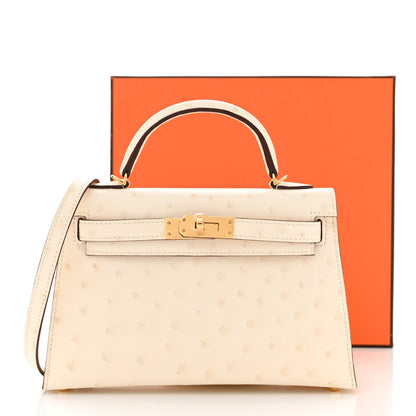 Hermes Ostrich Kelly Sellier Mini 20 Nata 11 of 11