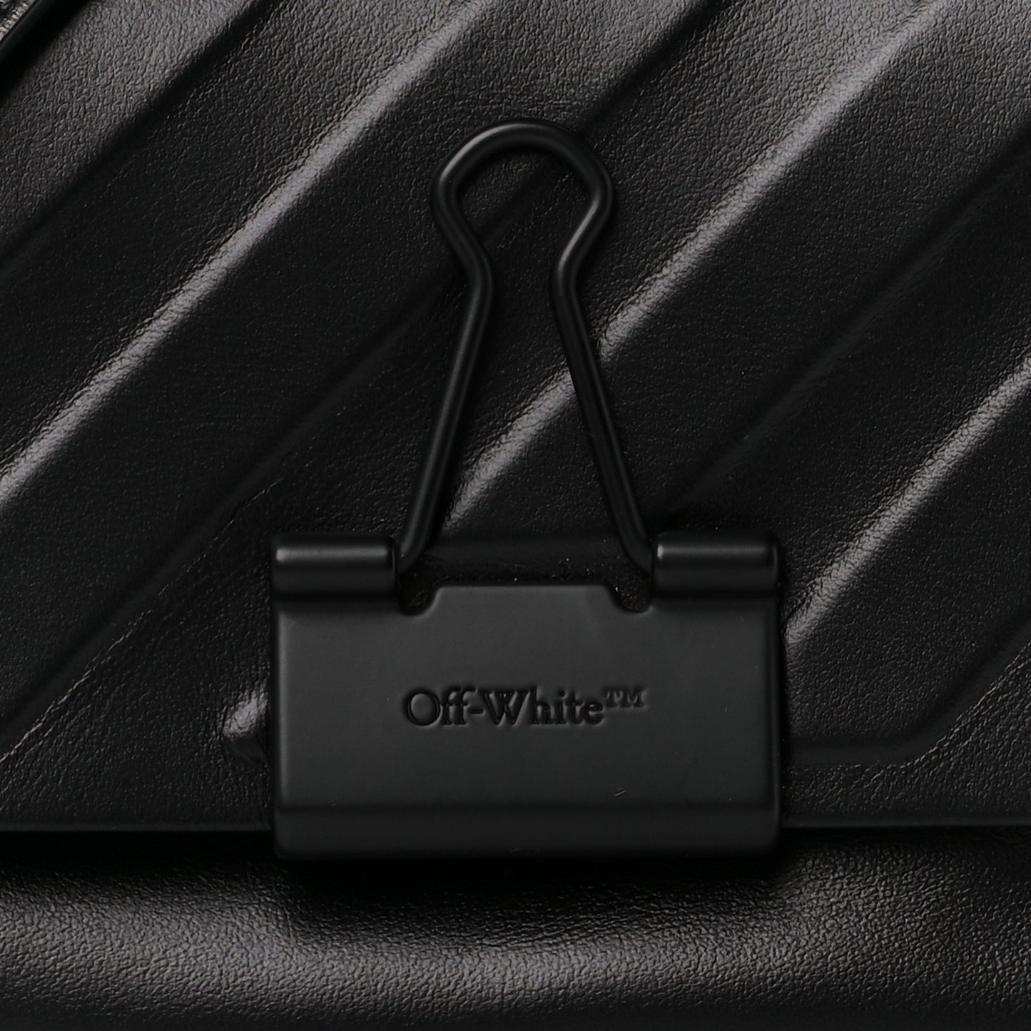 Calfskin Diag Small Binder Clip Crossbody Black