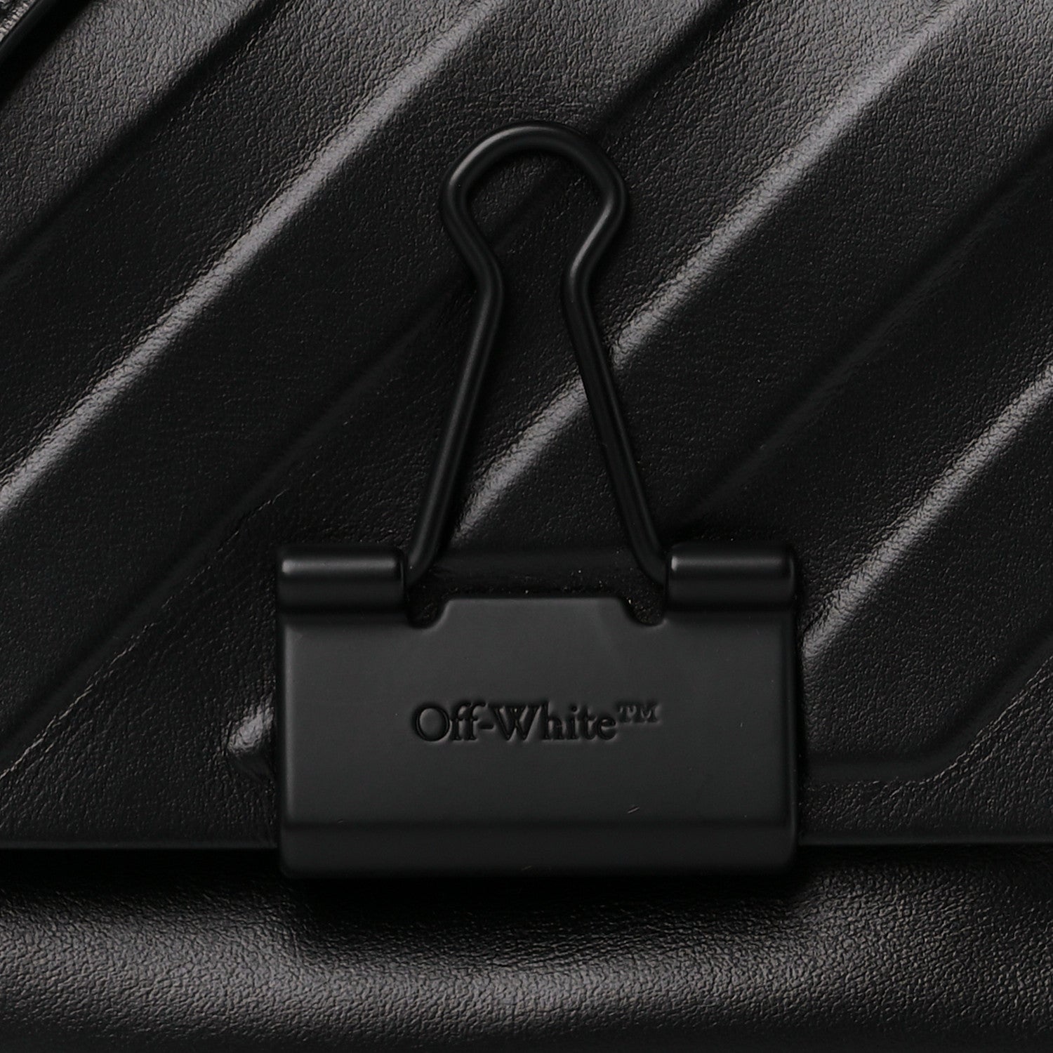 Off-White Calfskin Diag Small Binder Clip Crossbody Black 10 of 12