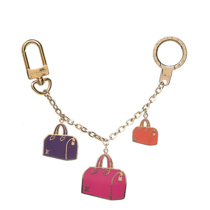 Louis Vuitton Enamel Iconic Speedy Bag Charm Chain Gold 1 of 3