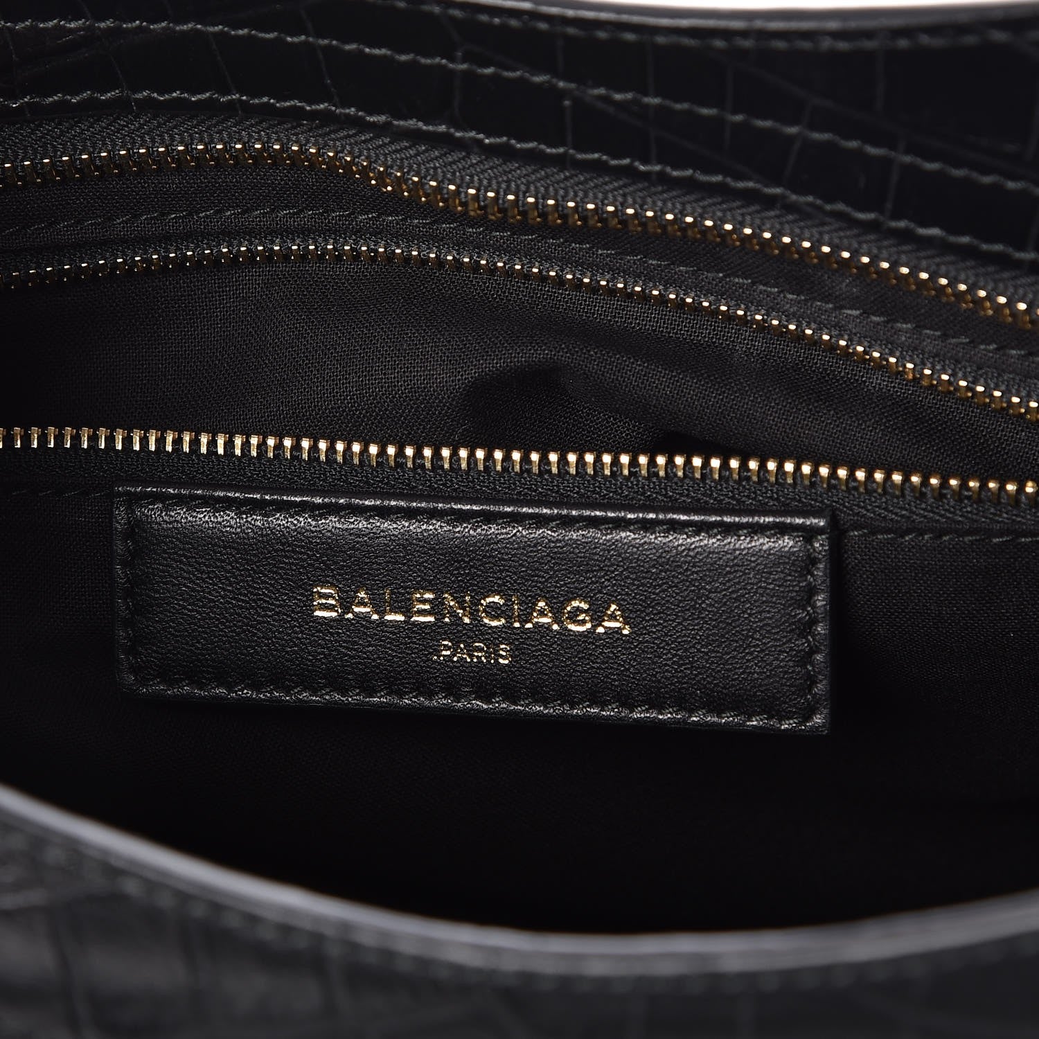 Balenciaga Calfskin Crocodile Embossed Classic Hardware City Black 6 of 7