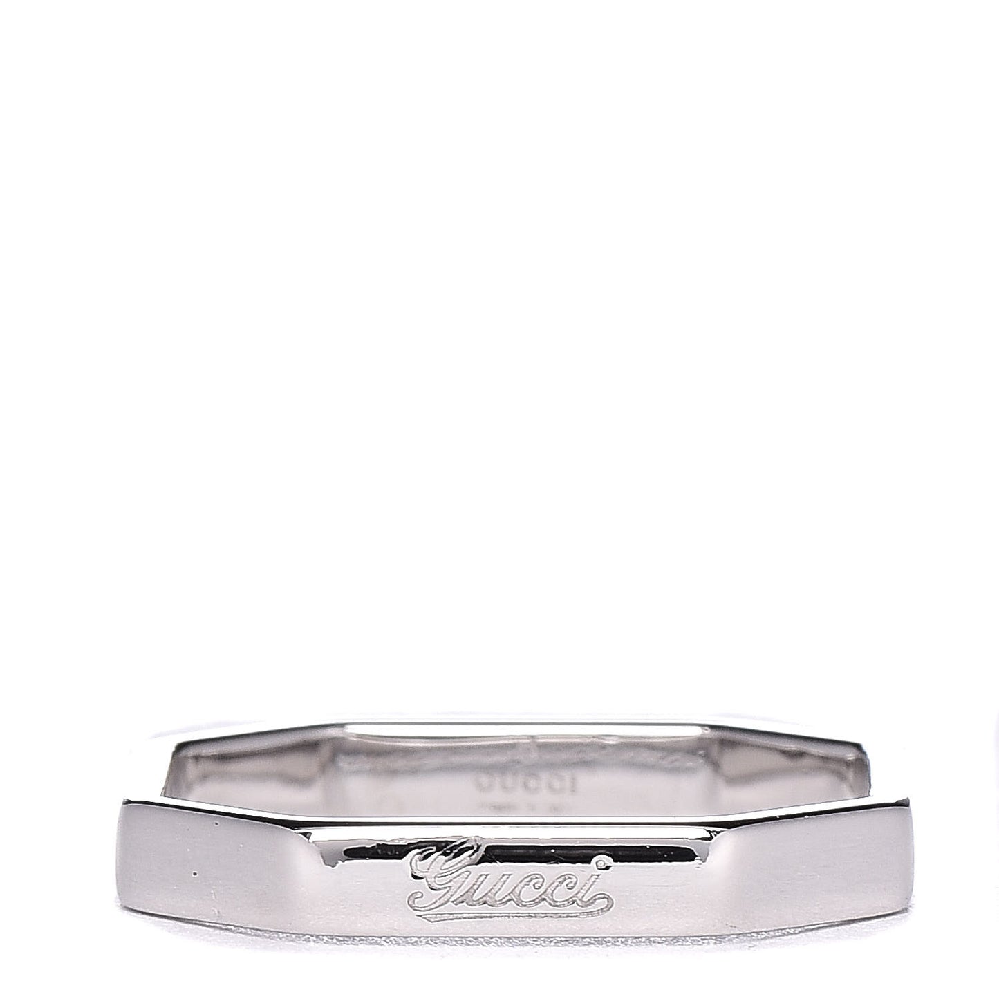 18K White Gold Octagon Band Ring 52 6