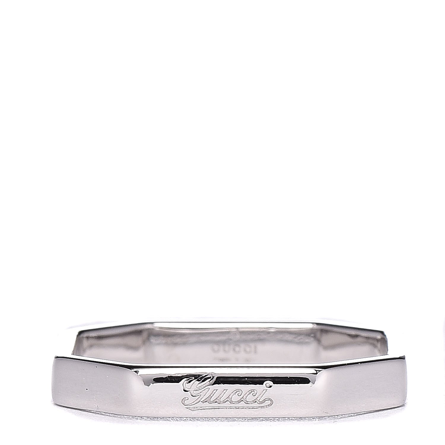 Gucci 18K White Gold Octagon Band Ring 52 6 1 of 5