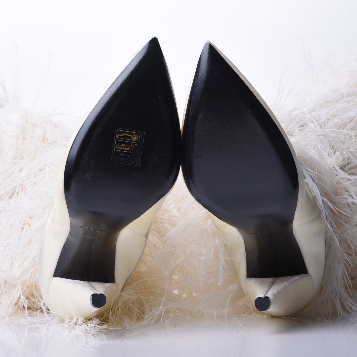 Saint Laurent Veluto Master Ostrich Yeti 110 Over The Knee Boots 38 Blanc Optique 6 of 9