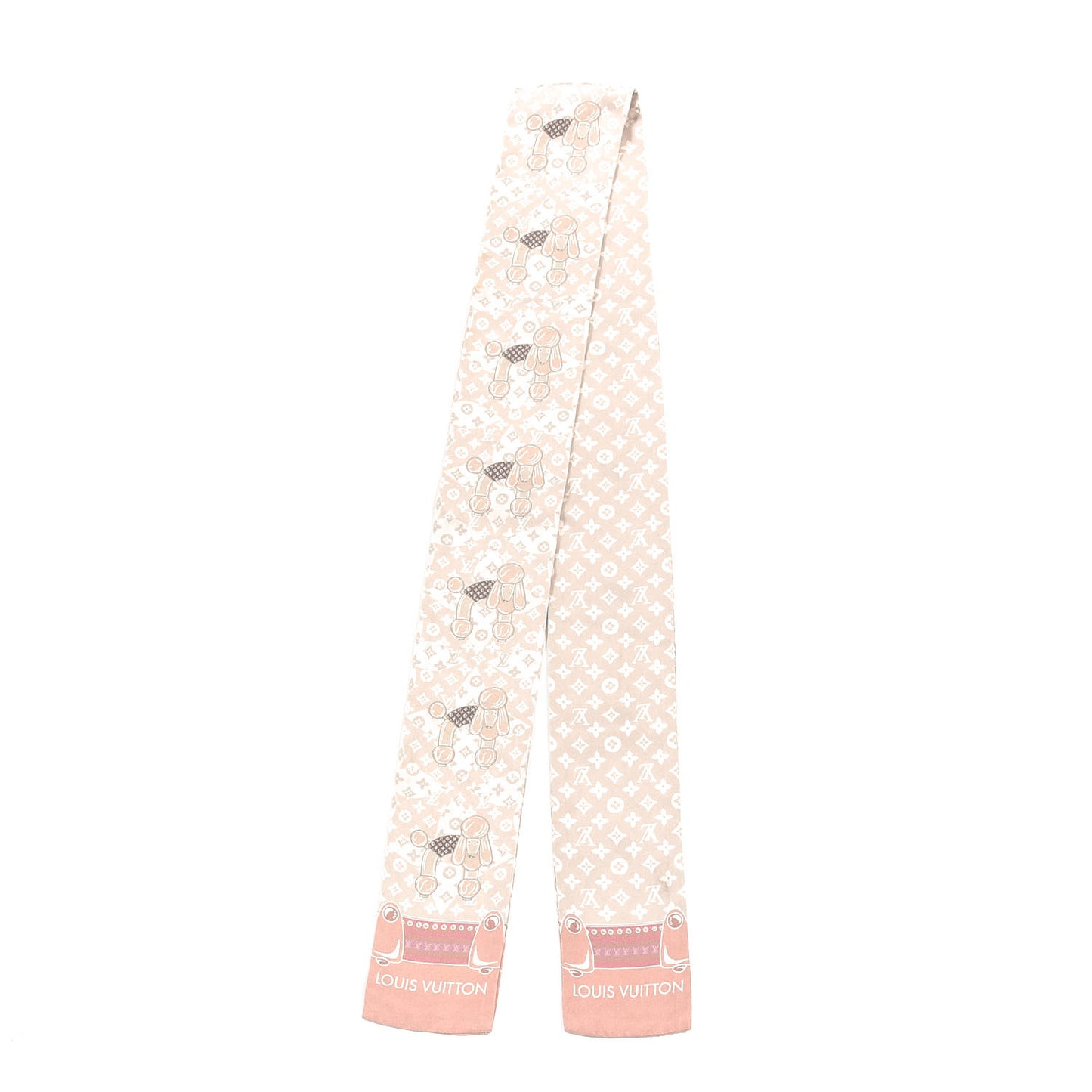 Silk Monogram Poodle Animalle Bandeau Rose Pale