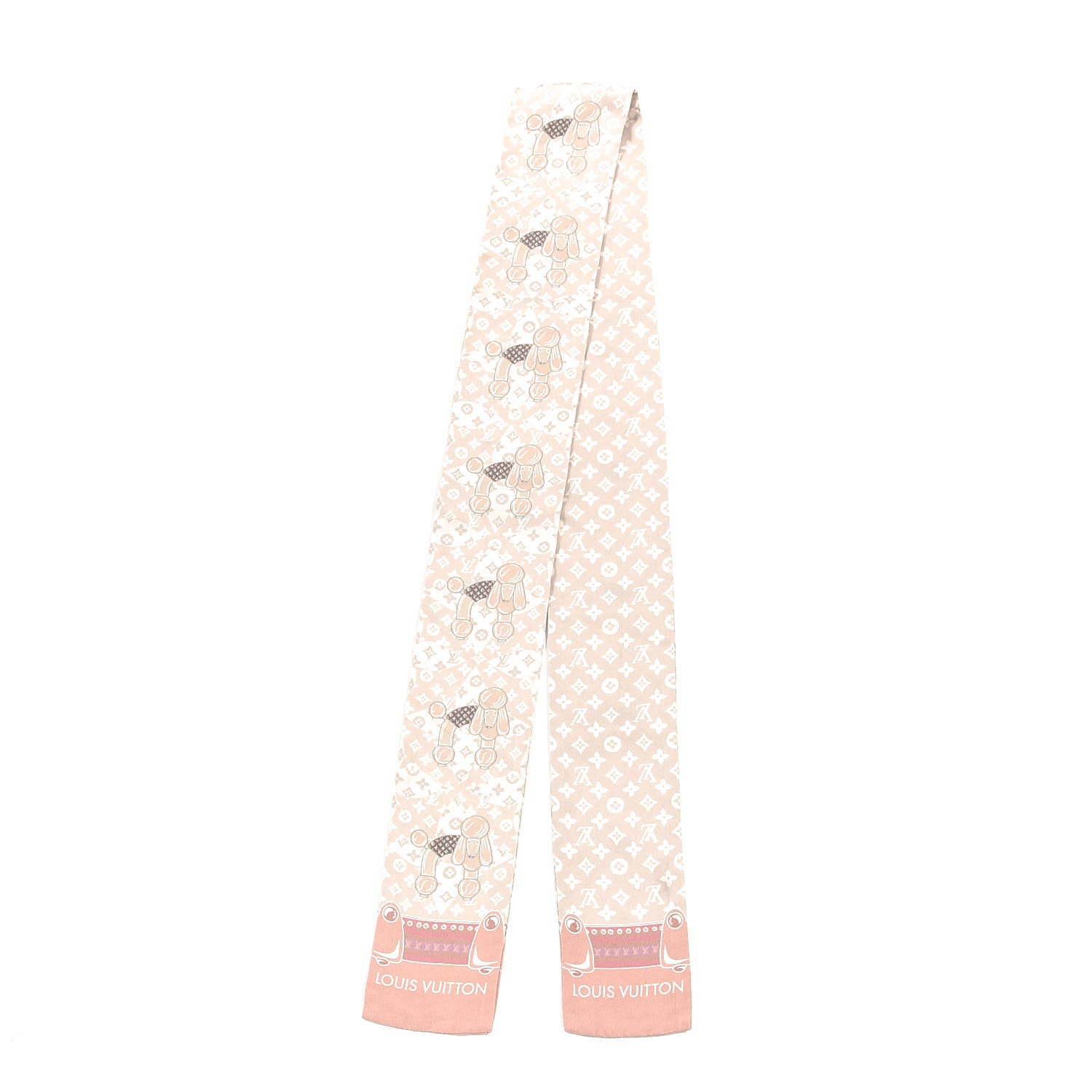 Louis Vuitton Silk Monogram Poodle Animalle Bandeau Rose Pale 2 of 4