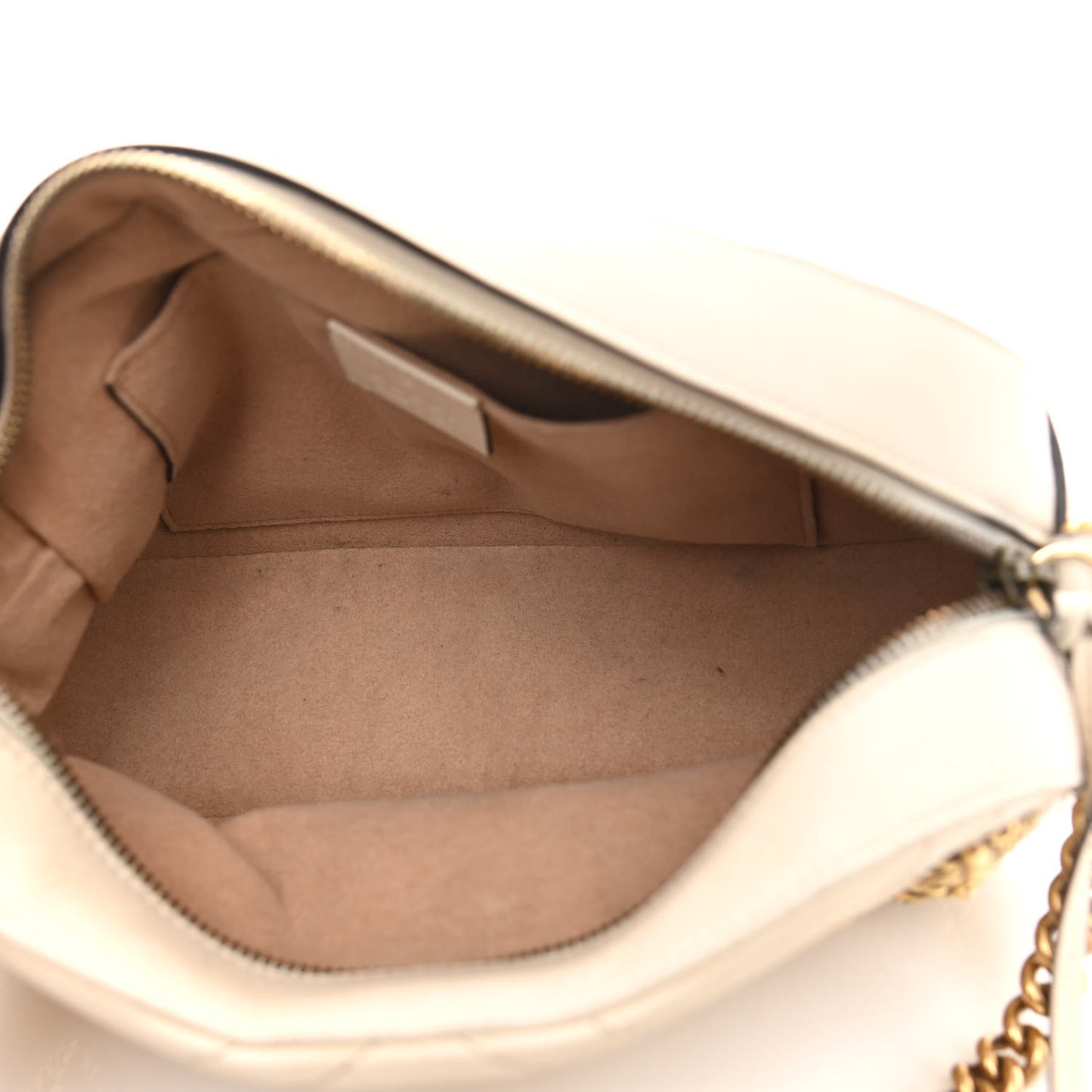 Calfskin Matelasse Animal Studs Small GG Marmont Chain Shoulder Bag White