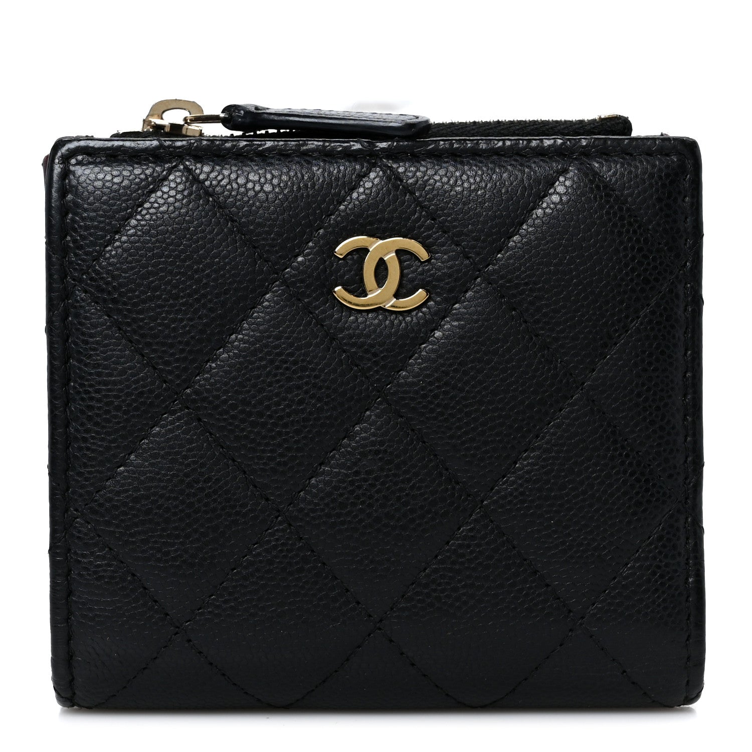 Chanel Caviar Quilted CC Zip Compact Wallet Black 1 of 12