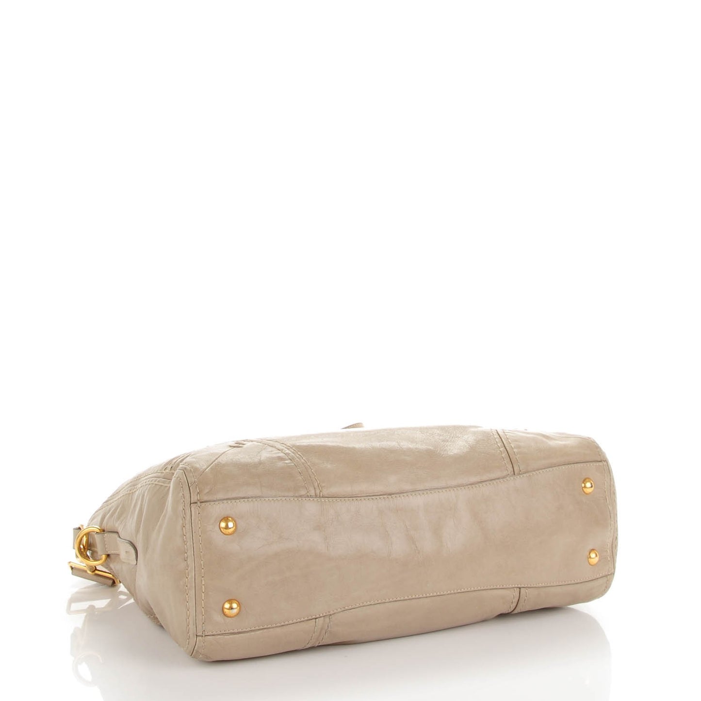 Vitello Shine Shopping Satchel Pomice