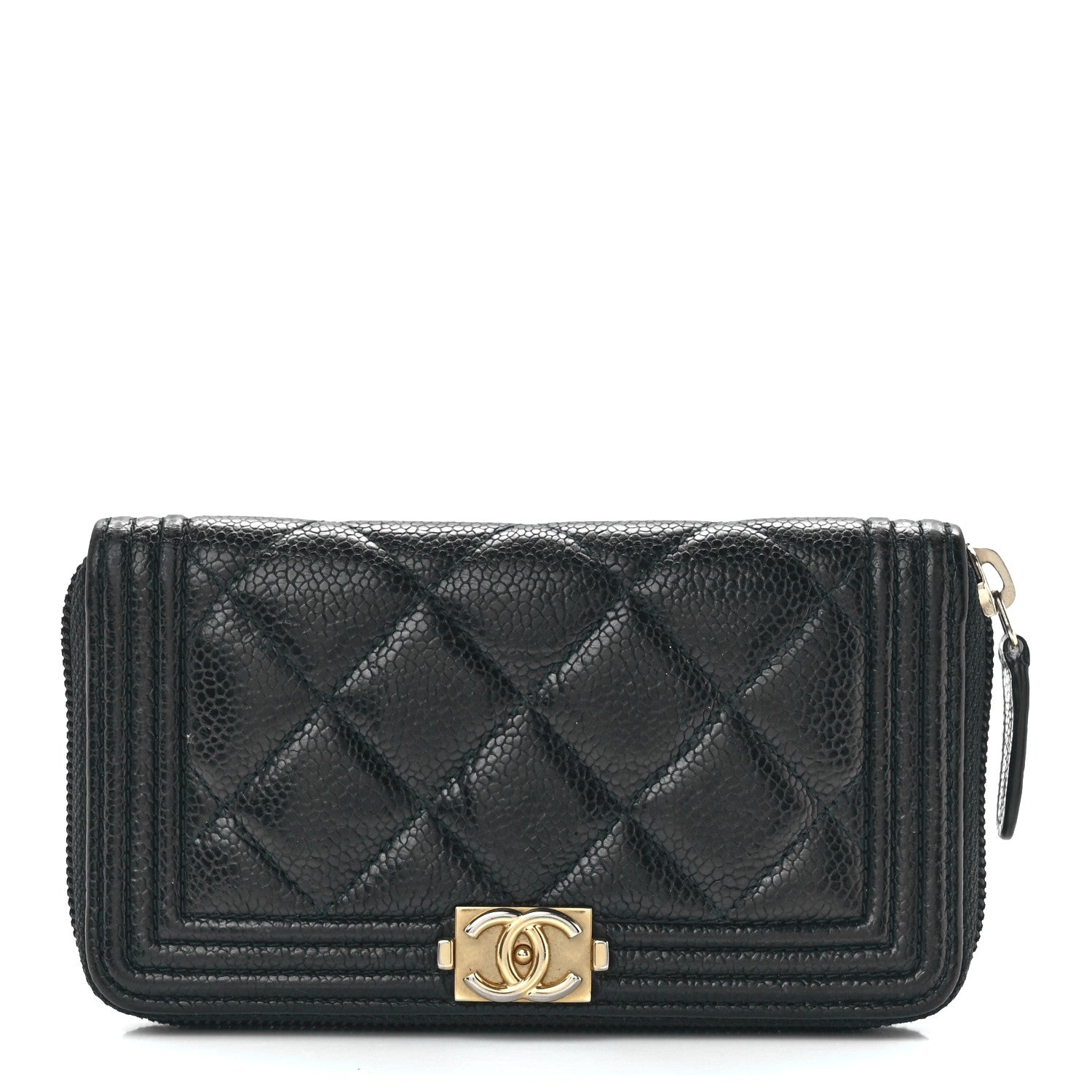 Chanel Caviar Quilted Boy Small Zip Around Wallet Black 1 of 12
