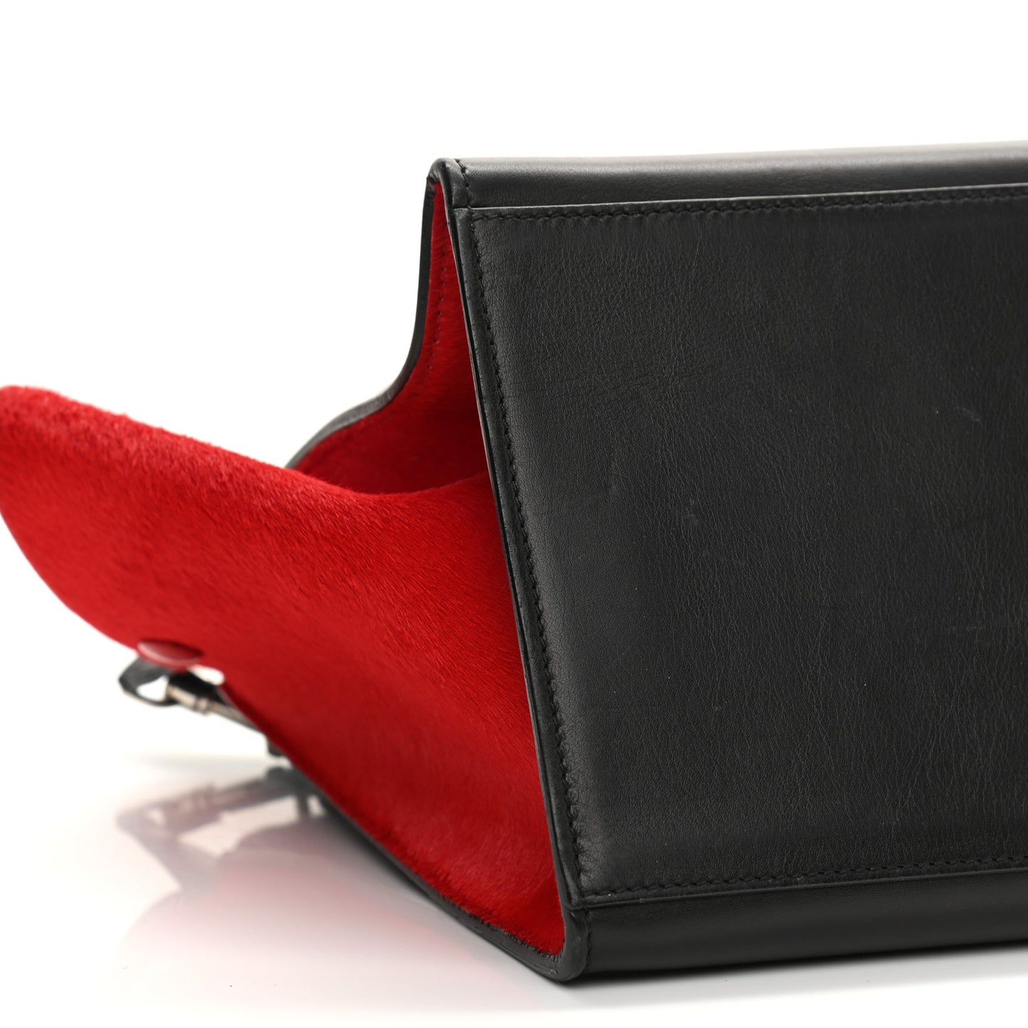 Pony Hair Smooth Calfskin Medium Tri-Color Trapeze Glacier Red Black