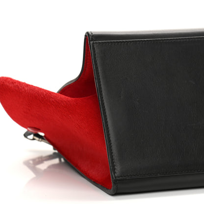 Celine Pony Hair Smooth Calfskin Medium Tri-Color Trapeze Glacier Red Black 8 of 12