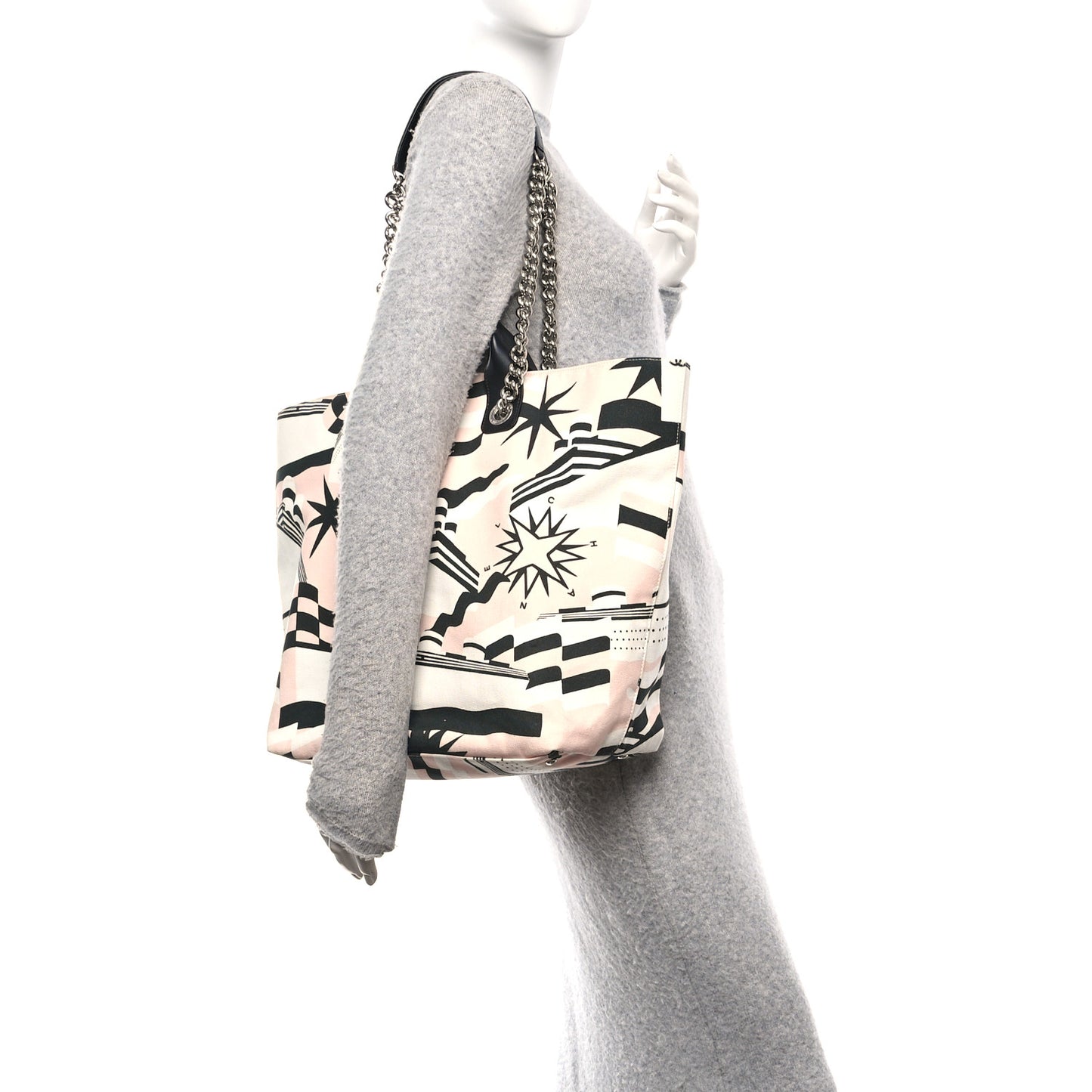 Canvas Cruise Print Tote Pink White Black
