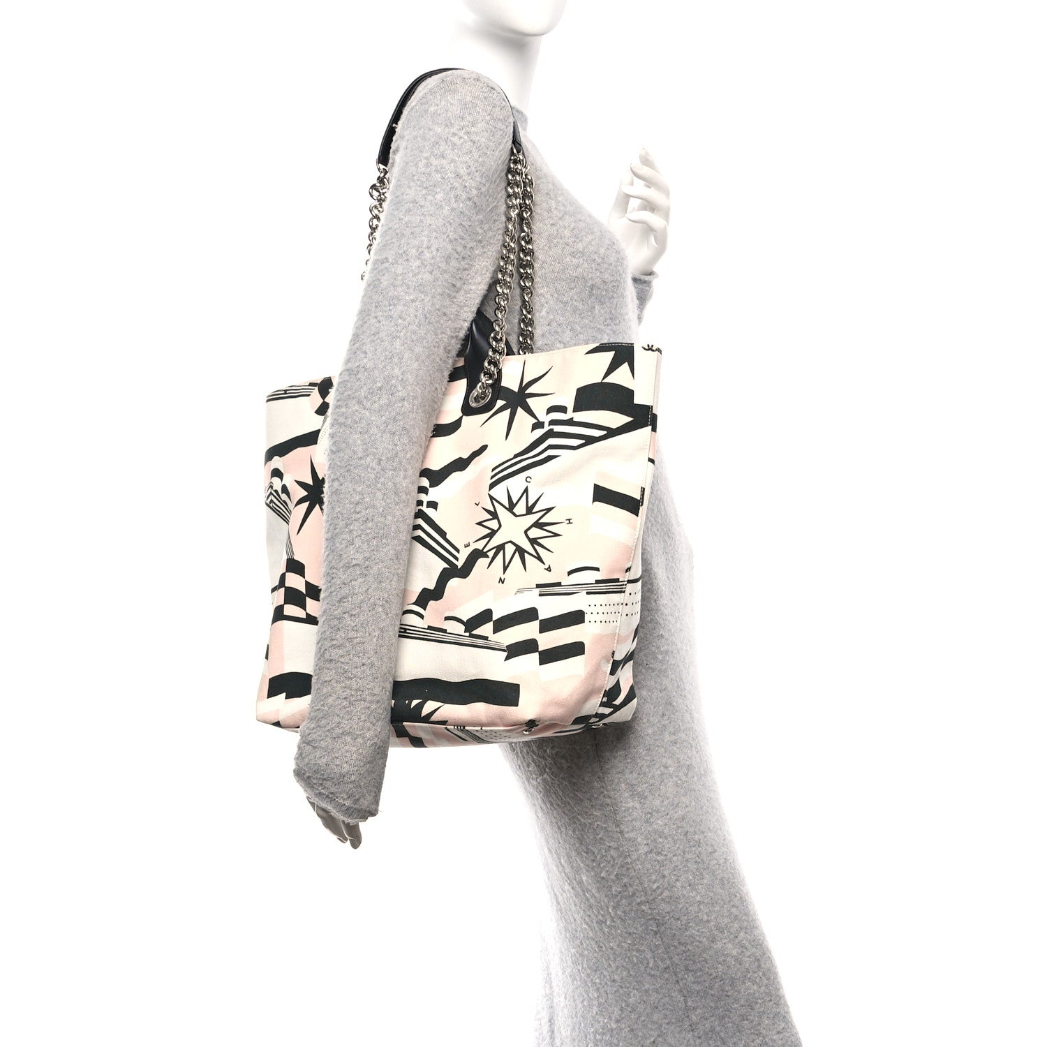 Chanel Canvas Cruise Print Tote Pink White Black 2 of 10