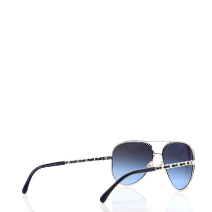 Chanel Lambskin Aviator Chain Sunglasses 4194-Q Blue 4 of 6