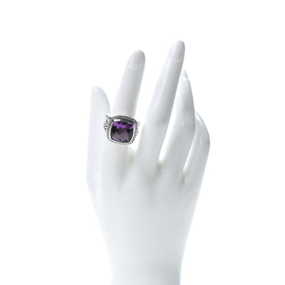 David Yurman Sterling Silver Diamond Amethyst 14mm Albion Ring 55 7.25 2 of 6