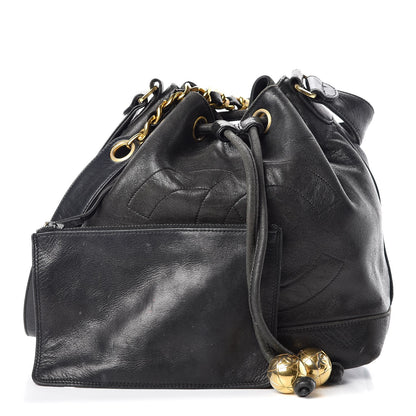 Chanel Lambskin CC Drawstring Shoulder Bag Black 3 of 14