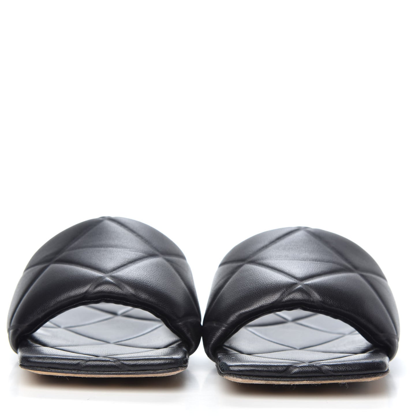 Nappa Quilted Rubber Lido Flat Sandals 38.5 Black