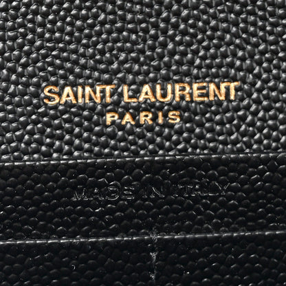 Saint Laurent Grain De Poudre Matelasse Chevron Monogram Chain Wallet Black 7 of 12