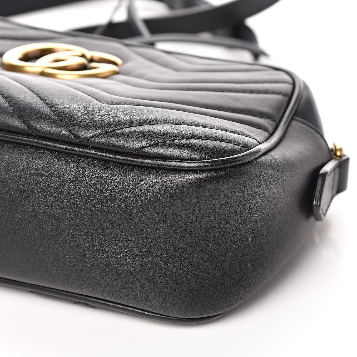 Gucci Calfskin Matelasse Small GG Marmont Chain Shoulder Bag Black 10 of 11
