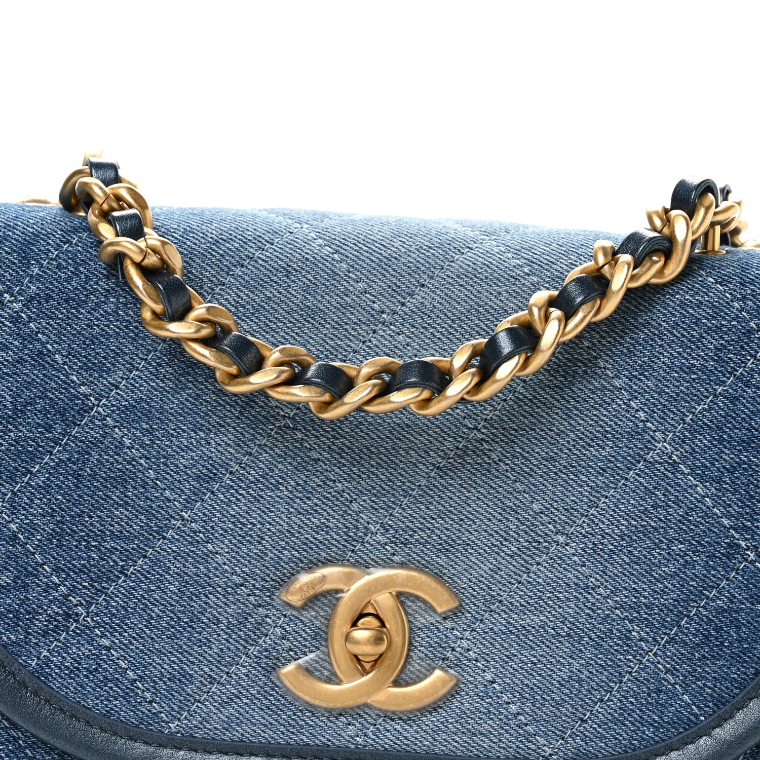 Chanel Washed Denim Quilted Small Messenger Flap Blue 8 of 11