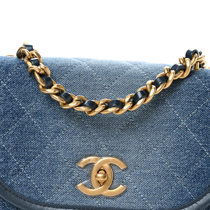 Chanel Washed Denim Quilted Small Messenger Flap Blue 8 of 11
