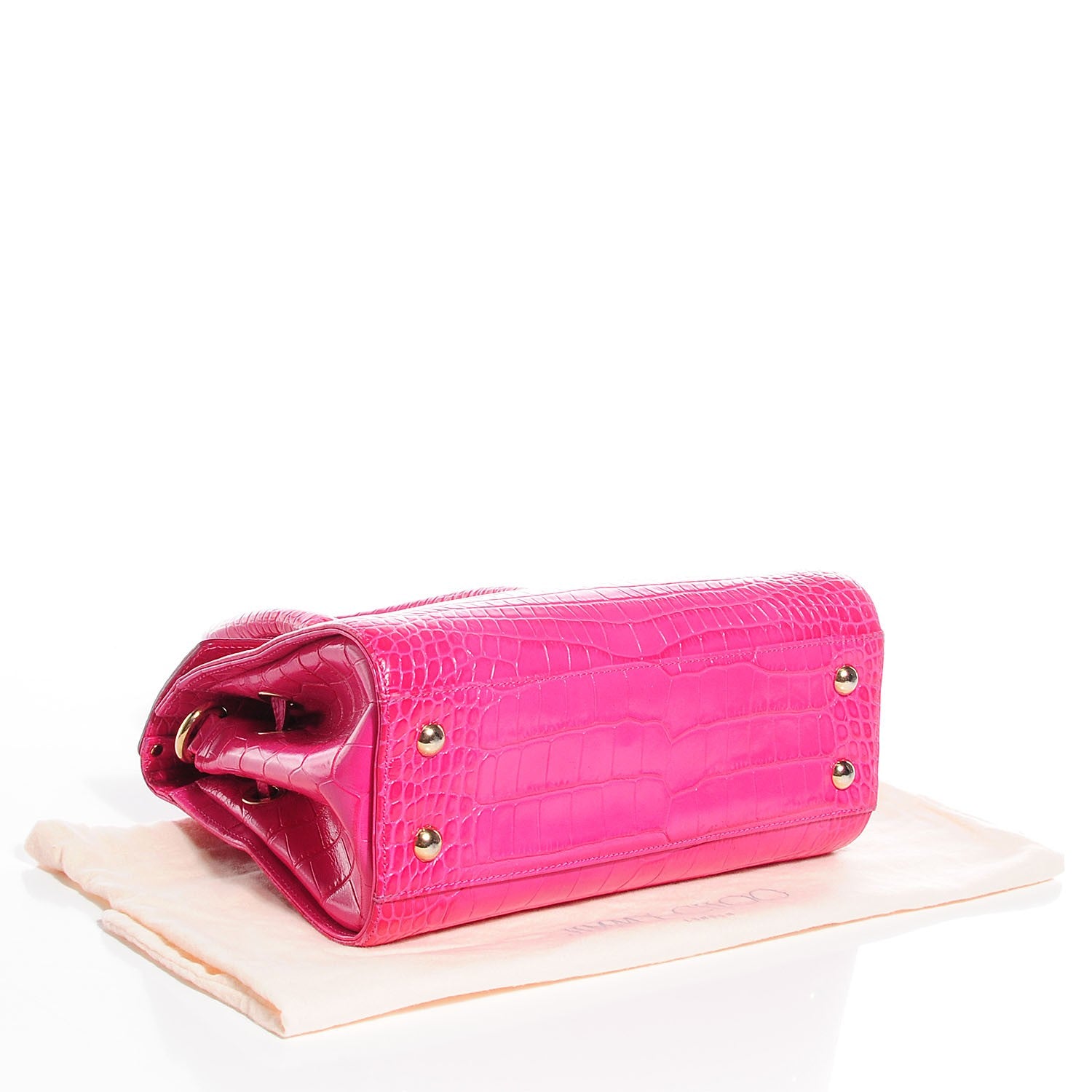 Jimmy Choo Moc Croc Large Rosalie Satchel Fuchsia 8 of 16