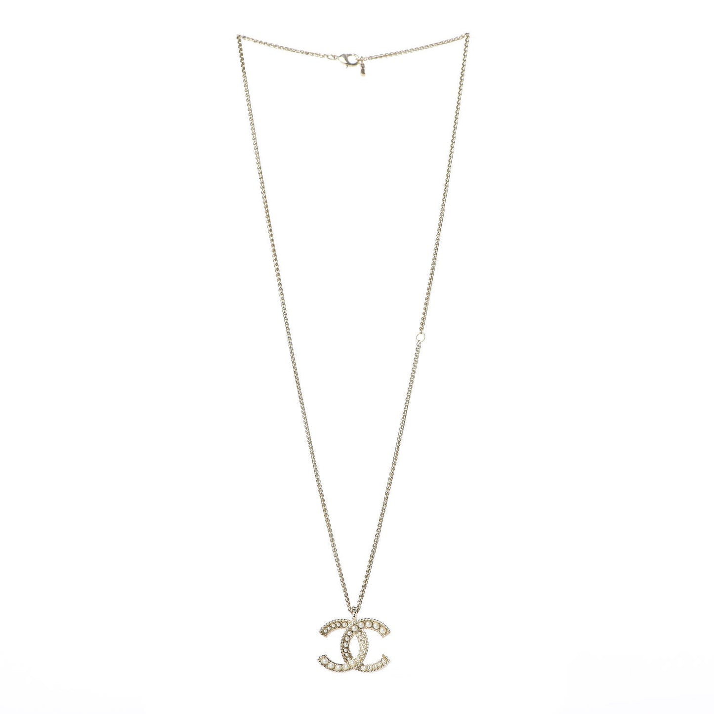 Pearl CC Pendant Necklace Gold