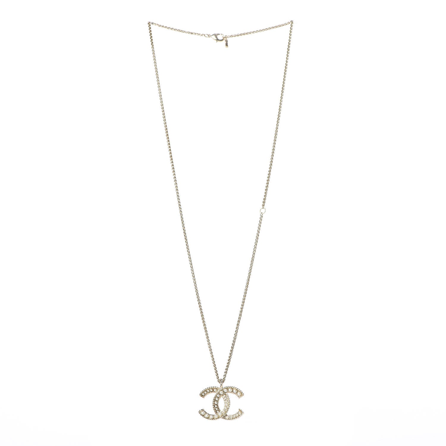 Chanel Pearl CC Pendant Necklace Gold 3 of 6