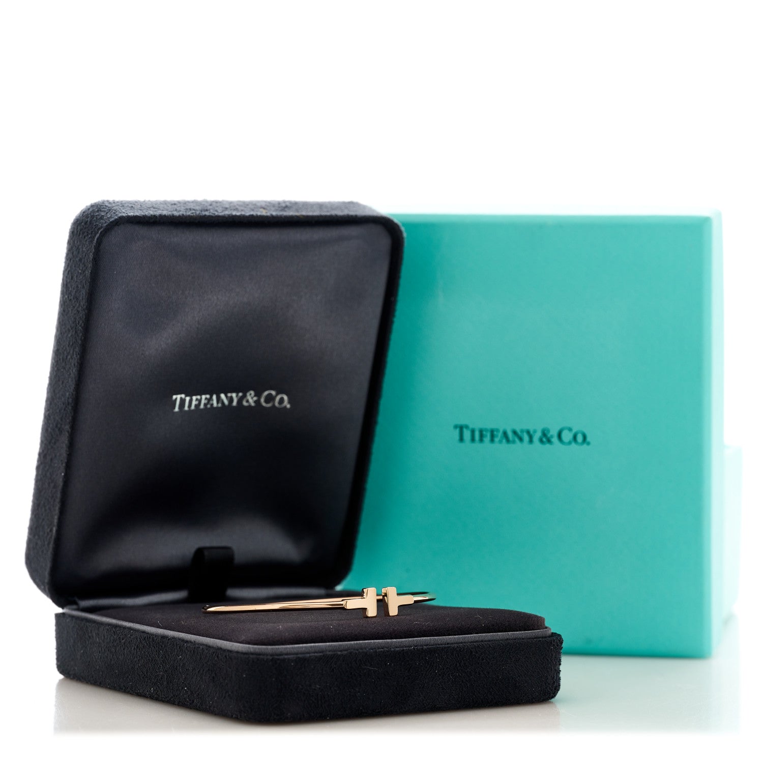 Tiffany 18K Rose Gold Narrow T Wire Bracelet 4 of 4