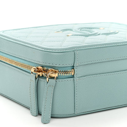 Chanel Caviar Quilted Medium CC Filigree Vanity Case Light Blue 9 of 10