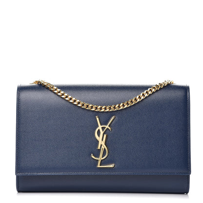 Saint Laurent Grain De Poudre Medium Classic Monogram Kate Satchel Denim Blue 1 of 9